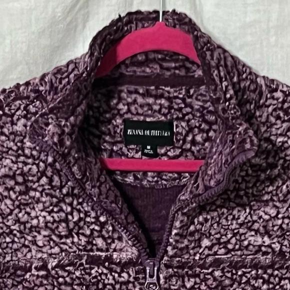 Zenana Women's Pullover Purple 1/4 Zip Pocket Fuzzy Medium - Picture 4 of 6